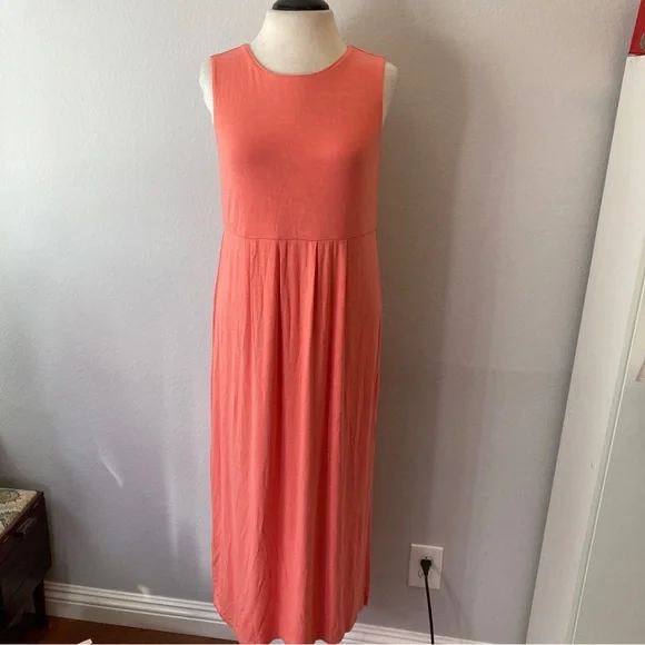 J Jill Peachy Orange Jersey Knit Maxi Dress S J Jill Peachy Orange Jersey Knit Maxi Dress S